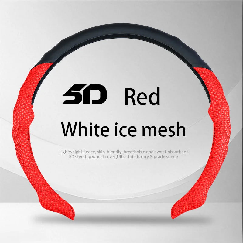 5D Honeycomb Mesh Steering Wheel Cover – Ultra-Thin Breathable Non-Slip Grip, Universal Fit Interior Accessory - Delicate Leather  