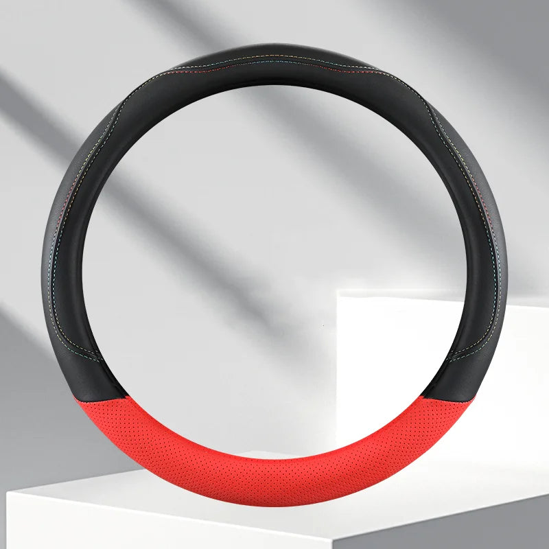 New Car Steering Wheel Cover - Four Seasons Thin PU Leather, Non-Slip, Wear-Resistant, Sweat-Absorbent - Delicate Leather  