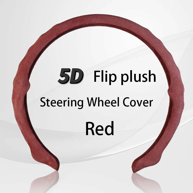 5D Suede Steering Wheel Cover – Ultra-Thin Breathable Non-Slip Grip, Universal Fit Interior Accessory - Delicate Leather  