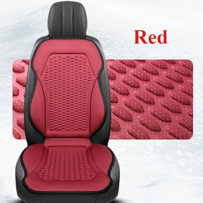 3D Textured Ice Silk Car Seat Cushion – Dual Front Seat Cooling Pads, Breathable Summer Comfort, Easy Installation, No Straps Needed - Delicate Leather  