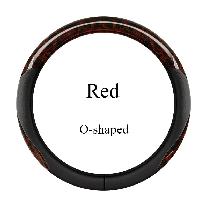Premium Nappa Leather Steering Wheel Cover – Crystal Forged Carbon, Anti-Slip Rubber Grip, 15-Inch Universal - Delicate Leather  