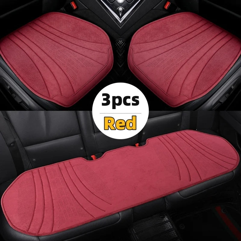 Suede Car Seat Cover - Breathable Front Seat Anti-slip Cushion - Universal 5-Seater Car Front/Rear Protection - Interior Accessories - Delicate Leather  