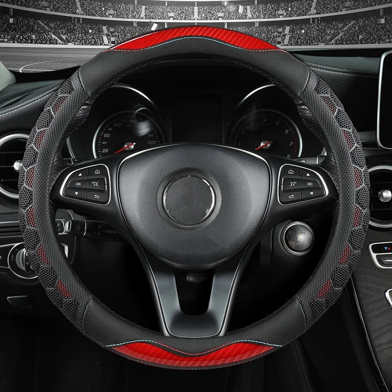 Anti-Slip Car Steering Wheel Cover – All-Season Wear-Resistant Protective Handlebar - Delicate Leather  