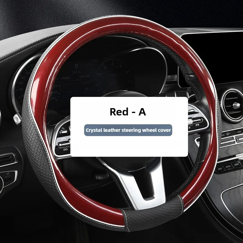 Fashion Steering Wheel Cover – Universal 38 cm Microfiber Leather Car Accessories, Non-Slip & Heat-Resistant Handle Grip for All Seasons - Delicate Leather  