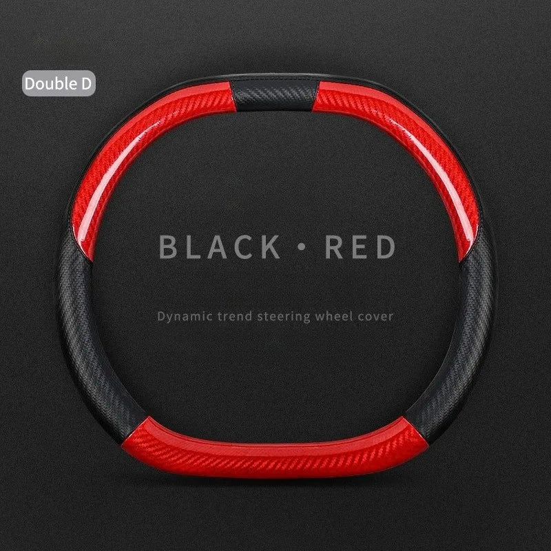 Carbon Fiber Leather Car Steering Wheel Cover – Universal Non-Slip O/D Type Steering Wheel Covers - Delicate Leather  