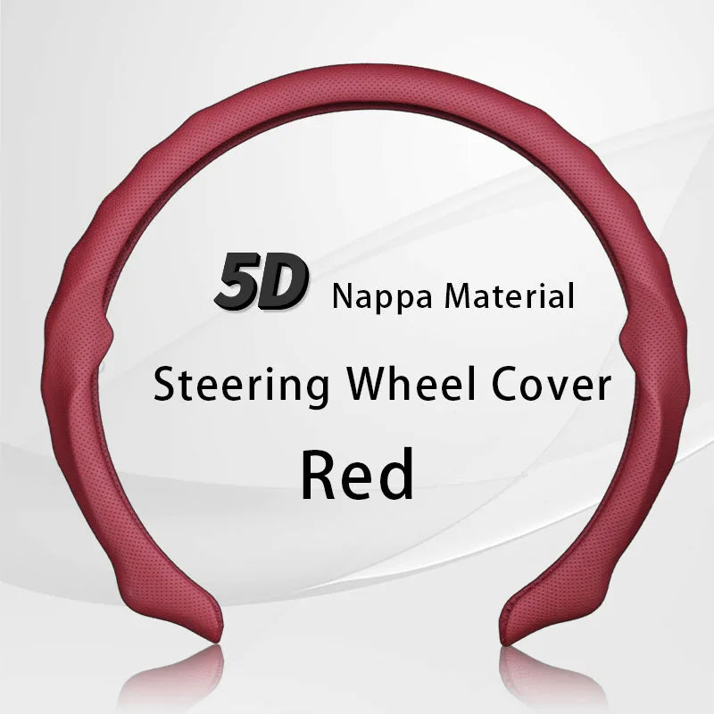 Ultra-Thin Nappa Leather Steering Wheel Cover with Breathable Strap Holes Non-Slip Universal Fit - Delicate Leather  