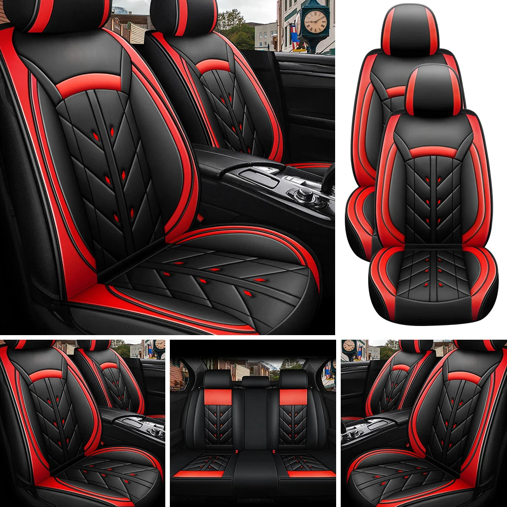 Universal 5-Seater PU Leather Car Seat Covers – Full Set Front & Rear Waterproof Cushions