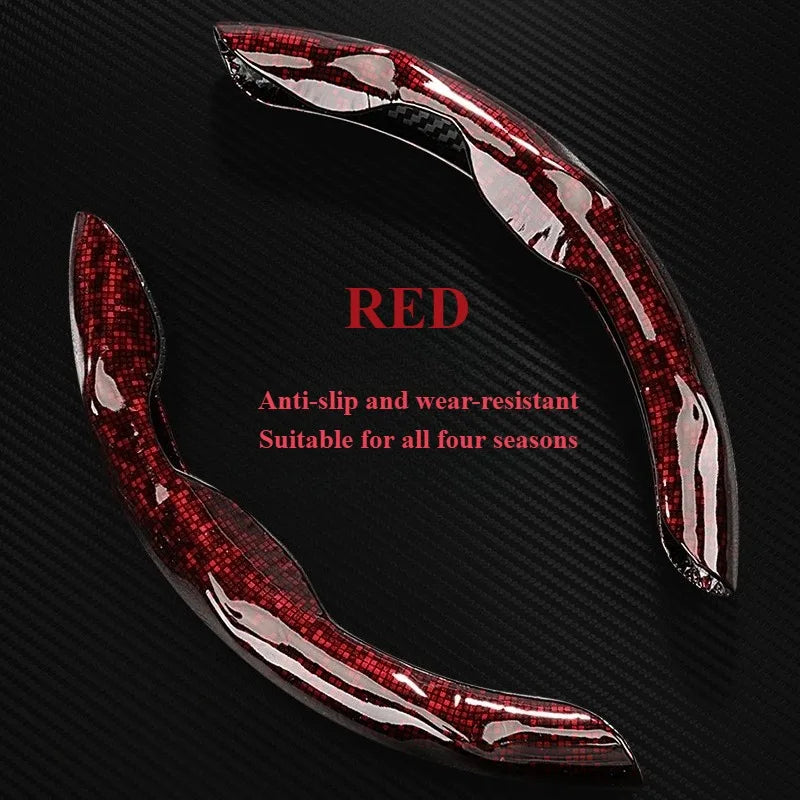 High-Quality PU Leather Snap-On Steering Wheel Cover – Thin, Light, Shiny, Comfortable Universal Wheel Protector - Delicate Leather  