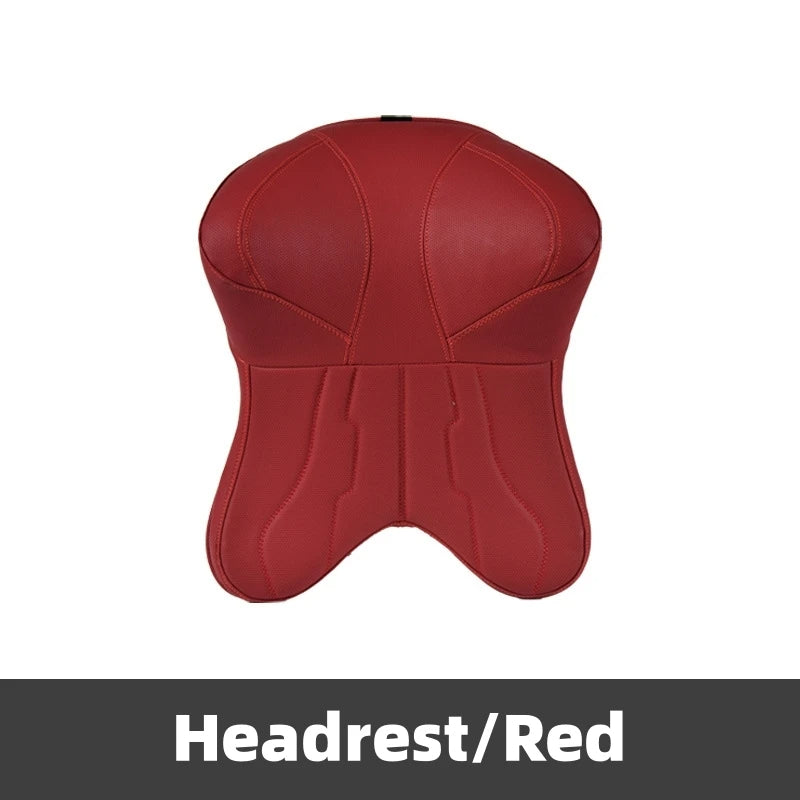 New Car Neck Pillow & Lumbar Support - Breathable Leather Seat Anti-slip Protective Cushion - Business Luxury Car Interior Headrest - Delicate Leather  