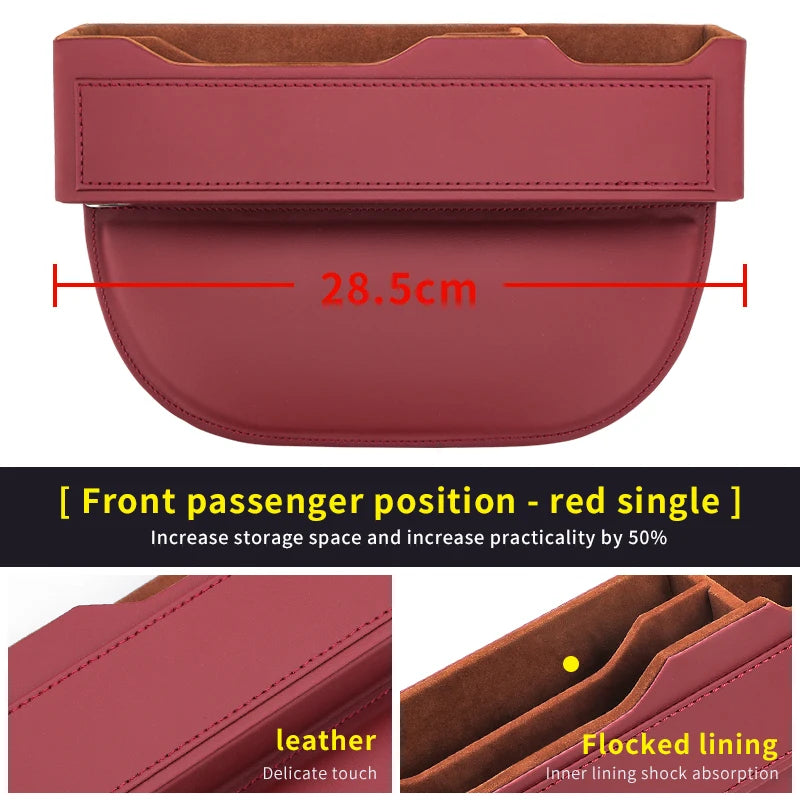 Car Seat Gap Organizer – Multifunctional Storage Box for Wallet, Keys, Phone & Cup - Delicate Leather  