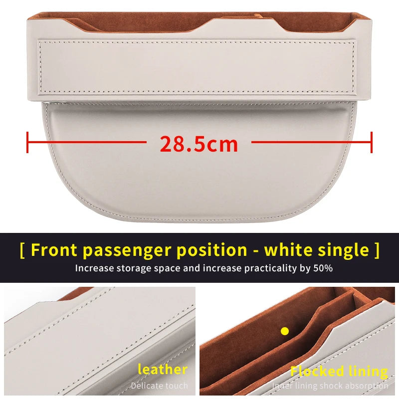Car Seat Gap Organizer – Multifunctional Storage Box for Wallet, Keys, Phone & Cup - Delicate Leather  