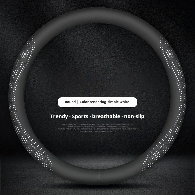 All-Season Universal Steering Wheel Cover – Lightweight Breathable Sweat-Absorbing Non-Slip Protective Wheel Wrap - Delicate Leather  