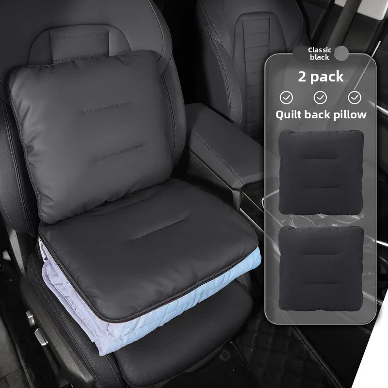 Universal Car Headrest Pillow – High-Quality Latex Cushion with Breathable Leather Cover, Neck & Lumbar Support Pillow - Delicate Leather  