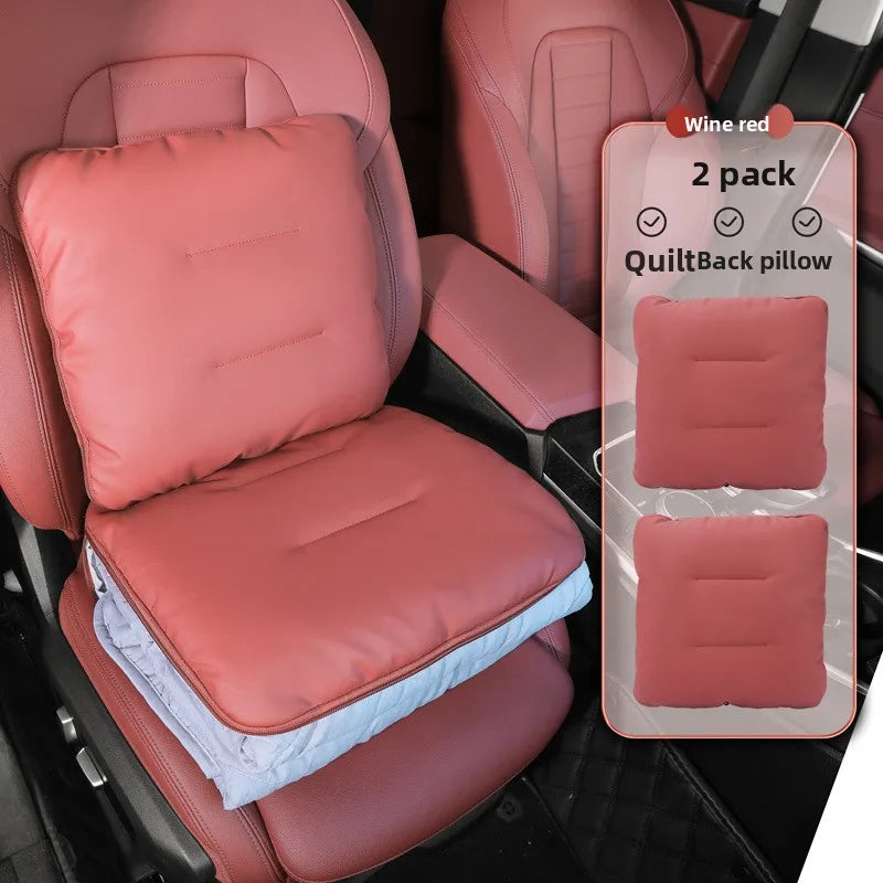Universal Car Headrest Pillow – High-Quality Latex Cushion with Breathable Leather Cover, Neck & Lumbar Support Pillow - Delicate Leather  