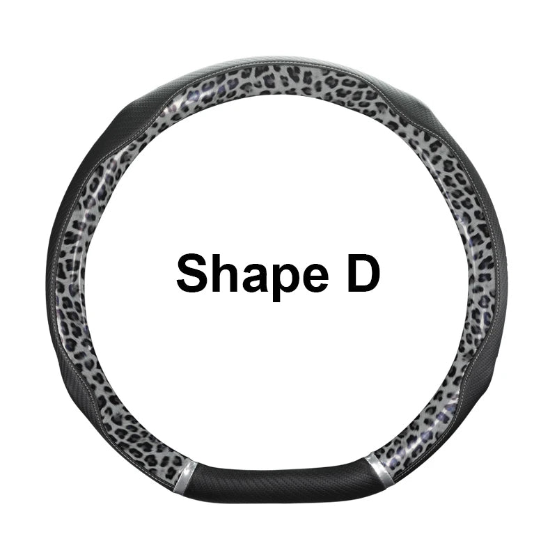 Anti-Slip Leather Steering Wheel Cover – Universal 38cm O/D Shape Protective Wheel Grip - Delicate Leather  