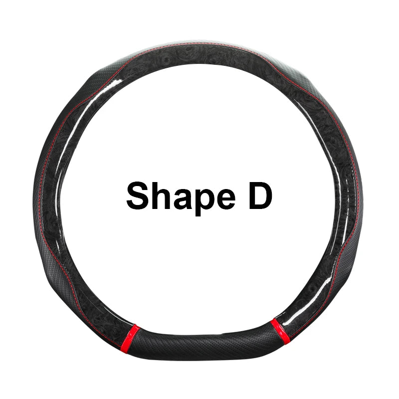 Anti-Slip Leather Steering Wheel Cover – Universal 38cm O/D Shape Protective Wheel Grip - Delicate Leather  