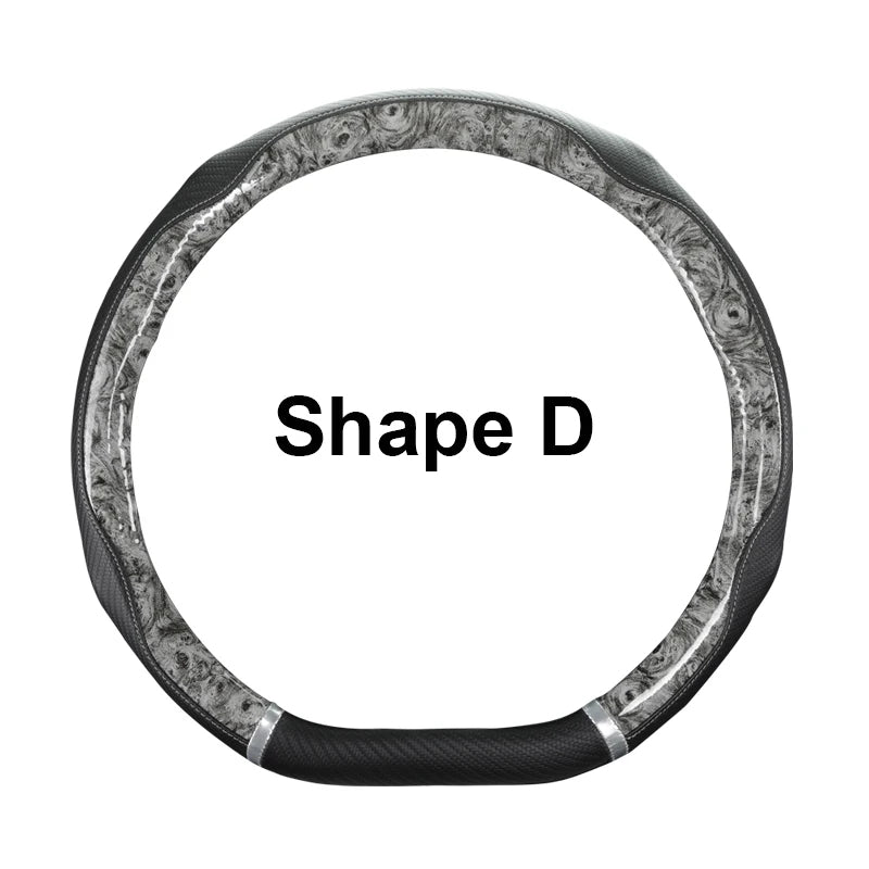 Anti-Slip Leather Steering Wheel Cover – Universal 38cm O/D Shape Protective Wheel Grip - Delicate Leather  