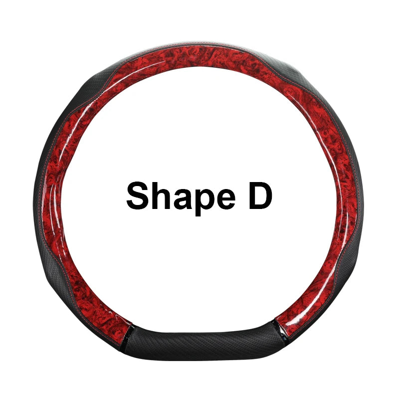Anti-Slip Leather Steering Wheel Cover – Universal 38cm O/D Shape Protective Wheel Grip - Delicate Leather  