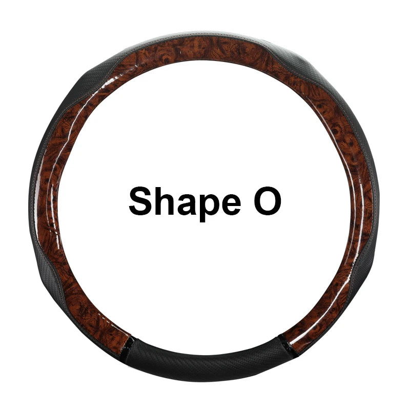 Anti-Slip Leather Steering Wheel Cover – Universal 38cm O/D Shape Protective Wheel Grip - Delicate Leather  