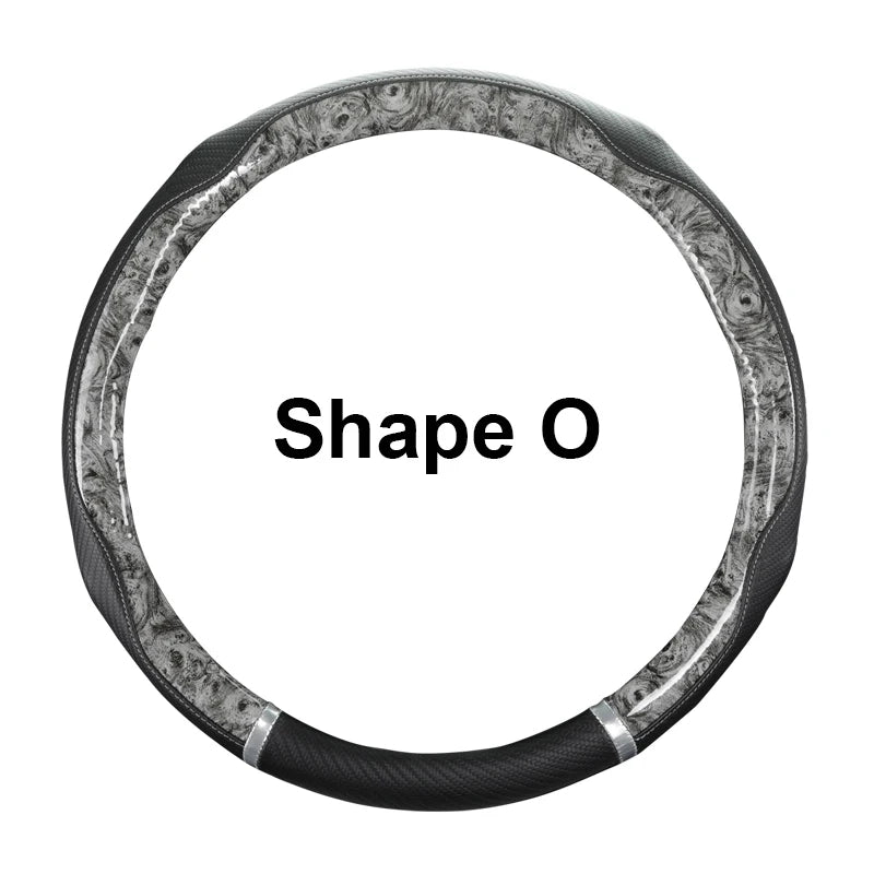 Anti-Slip Leather Steering Wheel Cover – Universal 38cm O/D Shape Protective Wheel Grip - Delicate Leather  