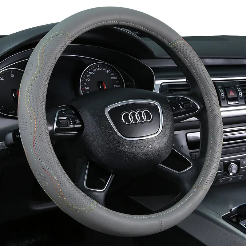 High-Quality Faux Leather Steering Wheel Cover – Wear-Resistant, Breathable, Universal Four-Season Car Handle Cover - Delicate Leather  