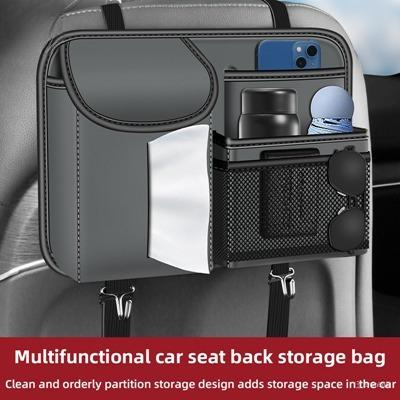 Four Layers Design Auto Seat Storage Bag Large Capacity Organizers Nappa Leather Car Backseat Organizer