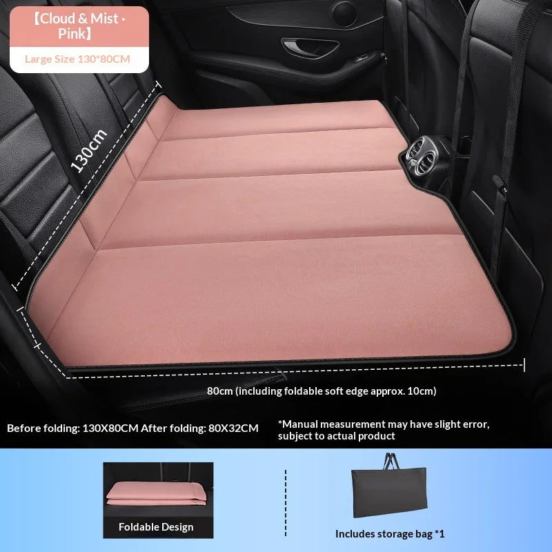 Portable Car Air Mattress Travel Bed – Back Seat Inflatable Sleeping Pad - Delicate Leather  