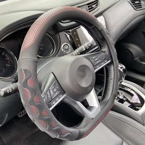 38cm Universal Steering Wheel Cover – 3D Honeycomb Anti-Slip Design, Fits 14.5–15 Inch Car Steering Wheels - Delicate Leather  