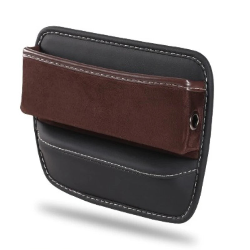 Universal Car Seat Gap Storage Box – Leather & Suede Center Seat Crevice Organizer - Delicate Leather  