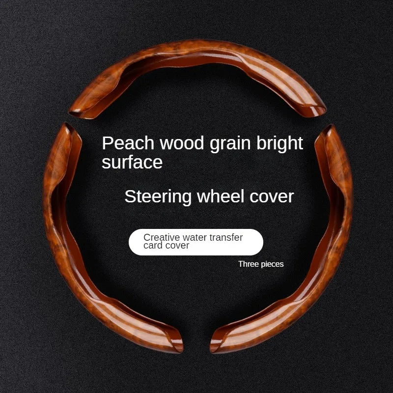 Wood Grain Steering Wheel Cover – Ultra-Thin Carbon Fiber Style Universal Grip Cover - Delicate Leather  
