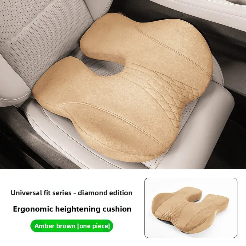 U-Shape Memory Foam Seat Cushion – Breathable Universal Car Seat Pad with Non-Slip Base - Delicate Leather  