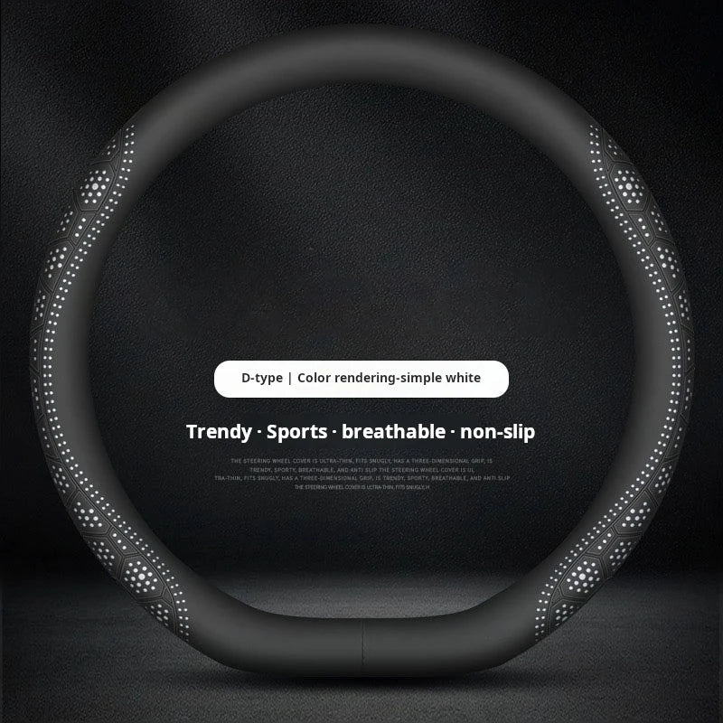 All-Season Universal Steering Wheel Cover – Lightweight Breathable Sweat-Absorbing Non-Slip Protective Wheel Wrap - Delicate Leather  