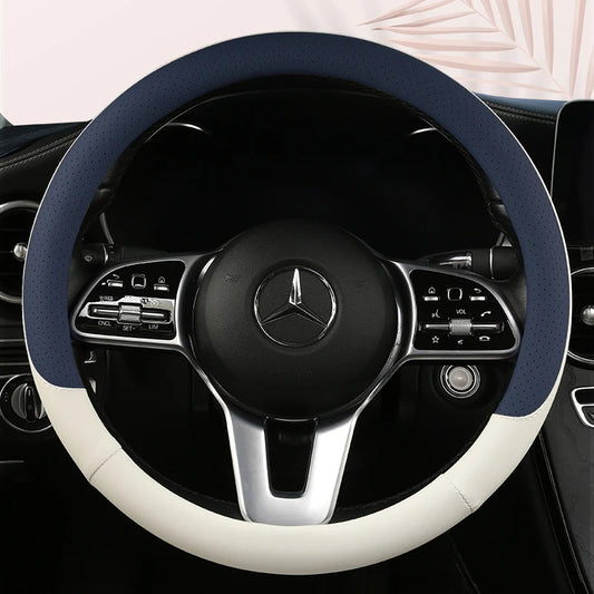 Universal Leather Car Steering Wheel Cover – Anti-Slip Protective Cover, Fashionable 38cm - Delicate Leather