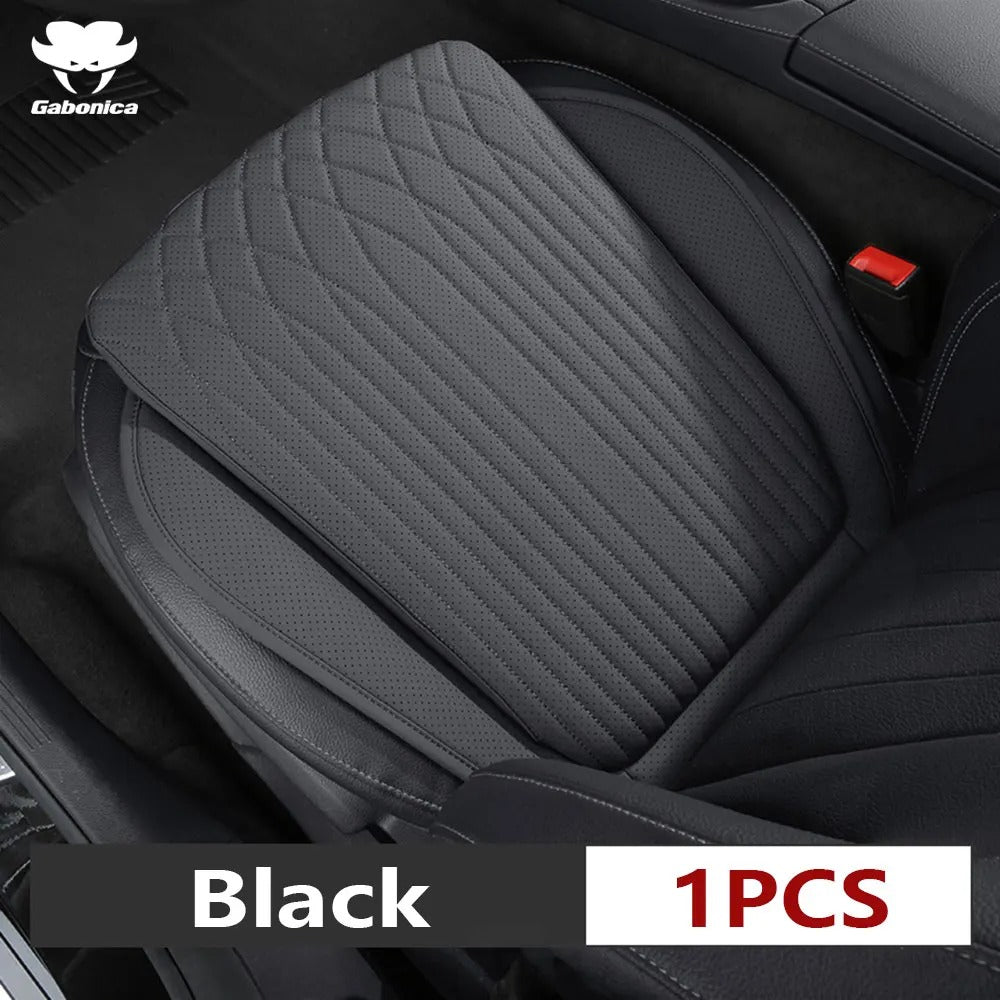 All-Season Nappa Leather Car Seat Cushion - Universal Driver's Front Seat Protector