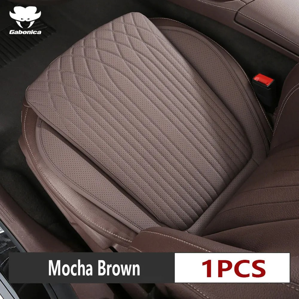 All-Season Nappa Leather Car Seat Cushion - Universal Driver's Front Seat Protector