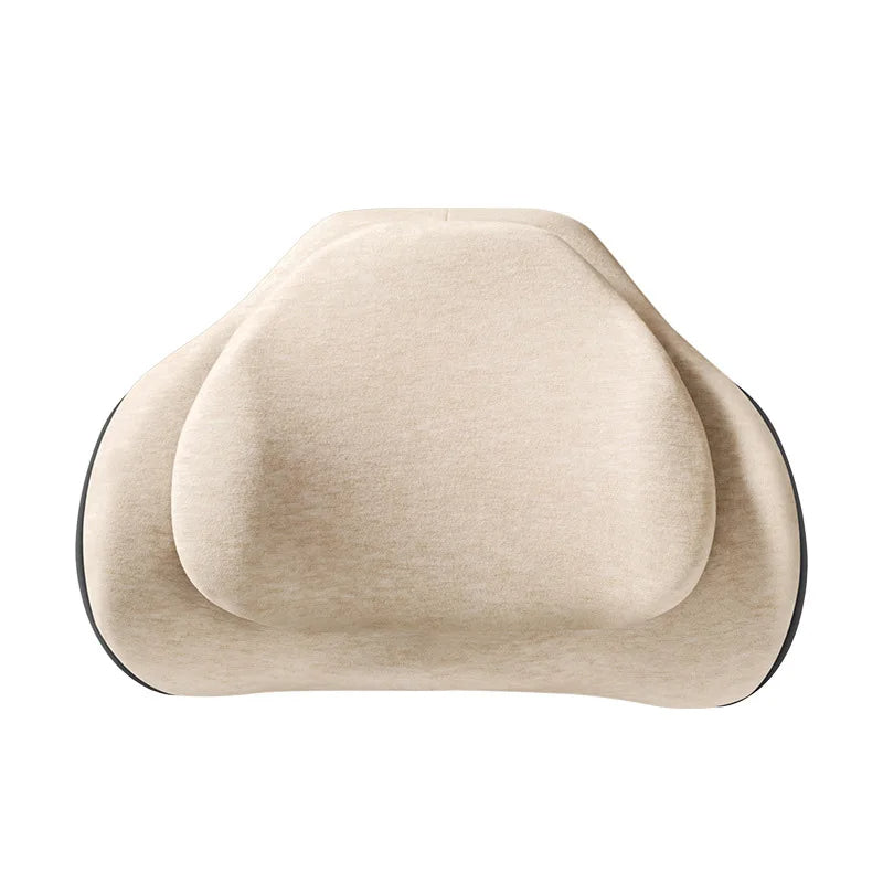 Car Seat Neck & Lumbar Support Pillow – Memory Foam Headrest Cushion for Travel - Delicate Leather  