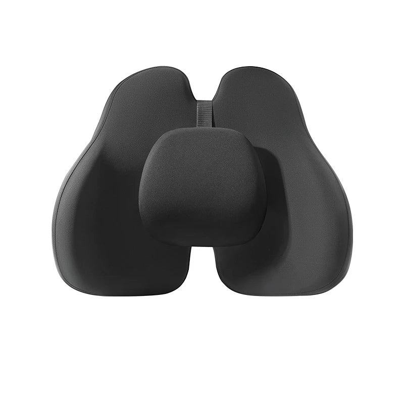 Universal Memory Foam Car Neck Pillow and Lumbar Support – Ergonomic Headrest & Waist Cushion for Driving Comfort - Delicate Leather  