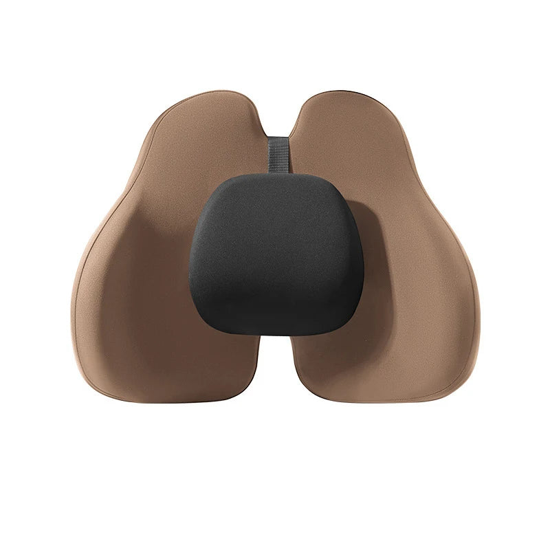 Universal Memory Foam Car Neck Pillow and Lumbar Support – Ergonomic Headrest & Waist Cushion for Driving Comfort - Delicate Leather  