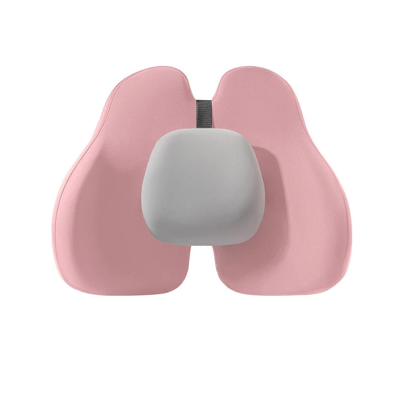 Universal Memory Foam Car Neck Pillow and Lumbar Support – Ergonomic Headrest & Waist Cushion for Driving Comfort - Delicate Leather  