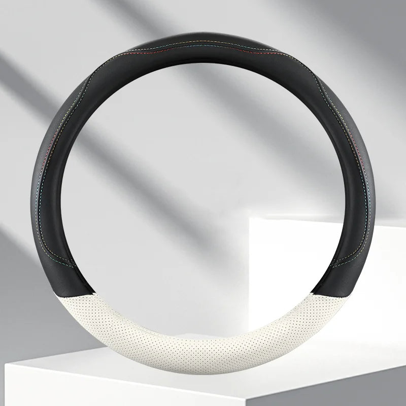 New Car Steering Wheel Cover - Four Seasons Thin PU Leather, Non-Slip, Wear-Resistant, Sweat-Absorbent - Delicate Leather  