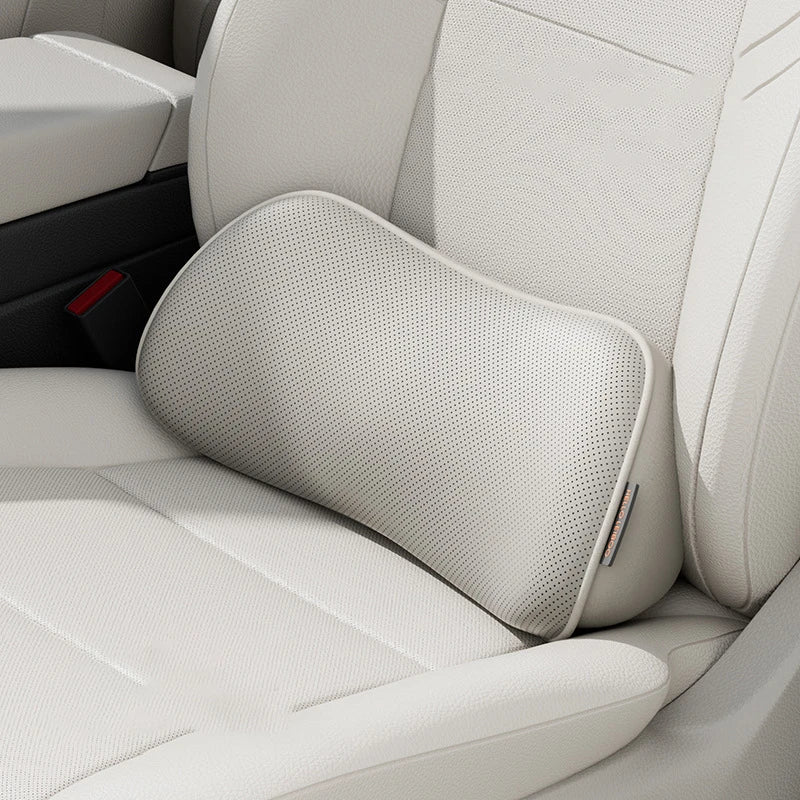 Car Lumbar Support Pillow – Breathable Memory Foam Waist Cushion for Car and Office - Delicate Leather  