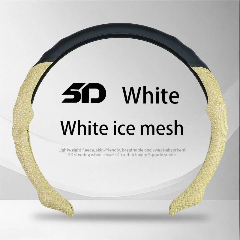 5D Honeycomb Mesh Steering Wheel Cover – Ultra-Thin Breathable Non-Slip Grip, Universal Fit Interior Accessory - Delicate Leather  