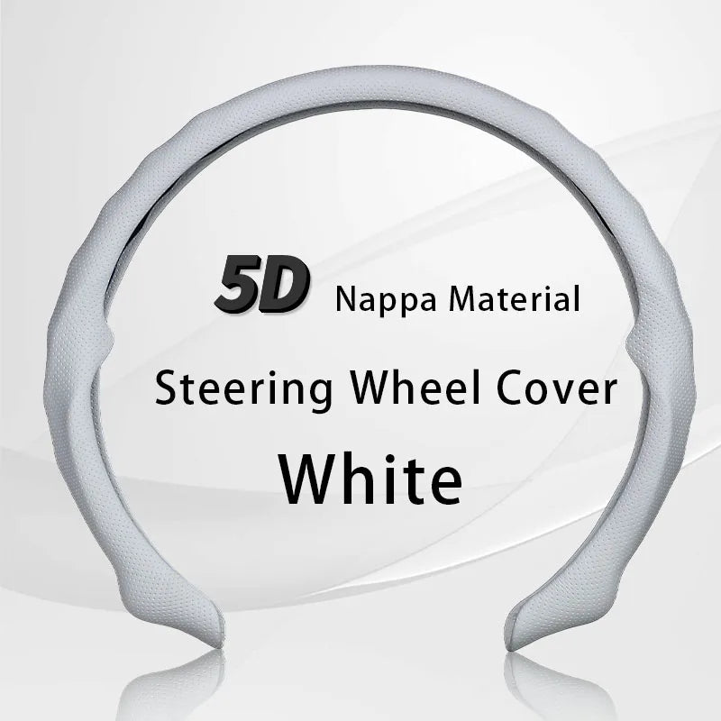 Ultra-Thin Nappa Leather Steering Wheel Cover with Breathable Strap Holes Non-Slip Universal Fit - Delicate Leather  