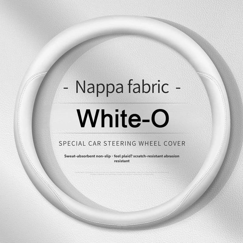 Nappa Leather Car Steering Wheel Cover – Breathable, Anti-Slip, Universal Fit (Round/D-Type) - Delicate Leather  