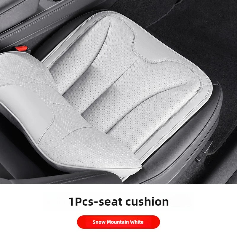 Car Neck Pillow & Lumbar Support – Universal Memory Foam Cushion with Nappa Leather Cover, Ergonomic Vehicle Back Support - Delicate Leather  