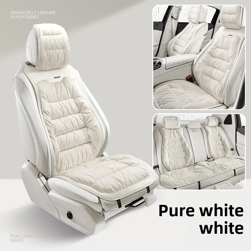 Universal Winter Down Car Seat Cover – Soft Breathable Warm Seat Cushion Protector for Car Interior - Delicate Leather  