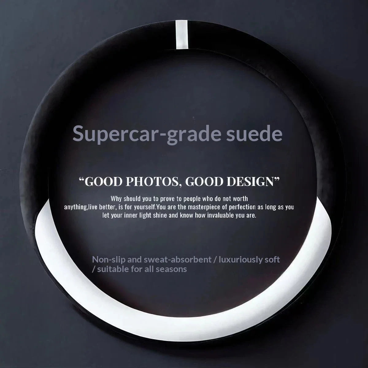 Suede Leather Steering Wheel Cover 37–38cm – Universal Anti-Slip Breathable Grip - Delicate Leather  