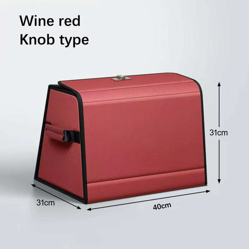 Multi-Functional Foldable Car Trunk Storage Box - Vehicle Interior Organizer Bag - Rear Seat Storage Container - Delicate Leather  