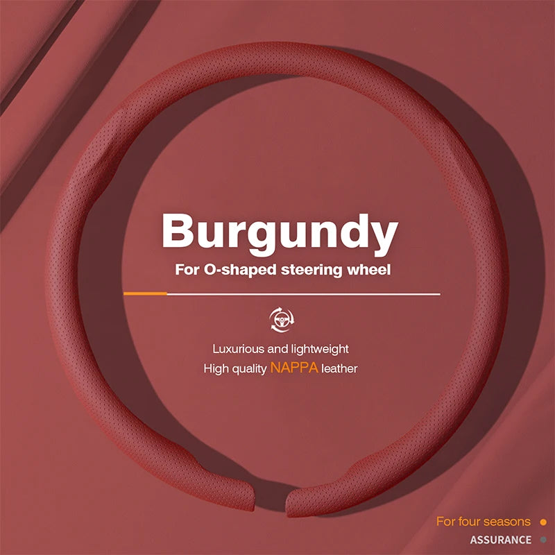 Ultra-Thin Nappa Leather Steering Wheel Cover – Breathable Non-Slip Protector - Delicate Leather  