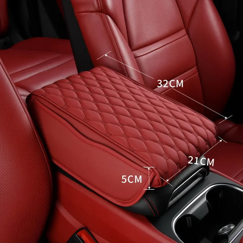 PU Leather Car Armrest Box Cover with Memory Foam – Ergonomic Center Console Armrest Cushion with Storage Pocket - Delicate Leather  
